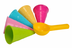 Simba 107108605 - Sandformen Eis 🍦, 5 Waffeln, 1 Portionierer, Sandspielzeug, 15cm, Geschenkset, Sandkasten, Mehrfarbig