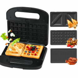 🥪🥞🥪 3 in 1 Sandwichmaker, Grill und Waffeleisen 1000W - Antihaftbeschichtung - Einfache Reinigung