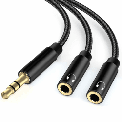 🎧 LALASIS Audio Splitter Klinke Y Aux Adapter, 3.5mm Stecker auf Buchse Headset Stereo Aux Splitter Kabel Schwarz
