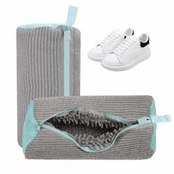 👟🧼 Cong.Lai 2er-Pack Schuhwaschbeutel Waschmaschine - Wiederverwendbarer - Robuster Wäschesack 40x20cm mit Reißverschluss - Perfekt für Schuhschutz (Grau)
