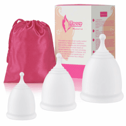 🌸 Menstruationstasse-Set: Medizinisches Silikon, 3 Größen, Weiß 🌸