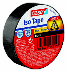🔥 Mega Deal: tesa Isolierband - Selbstklebendes Isolierband, hitzebeständig - Zum Isolieren, Reparieren und Bündeln - 1 x 10m - Schwarz