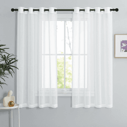 PONY DANCE Voile Gardinen 2er Set H 160 x B 140 cm 🏡 Wohnzimmer Vorhänge Weiss Transparent