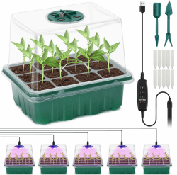 🌱🌞 Zimmergewächshaus Anzuchtkasten Set mit LED Pflanzenlichtern - 5 Stück