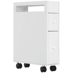 Kleankin Badezimmerschrank mit Rollen, Nischenschrank mit 2 Schubladen 🚿🛁