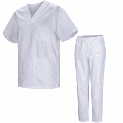 MISEMIYA - Unisex-Schrubb-Set - Medizinische Uniform mit Oberteil und Hose 817-8312-BLANCO 🩺👨‍⚕️