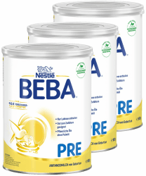 👶🍼 BEBA PRE Anfangsmilch von Geburt an, Babynahrung, nur Laktose, ohne Palmöl, 3er Pack (3 x 800g) 🌿