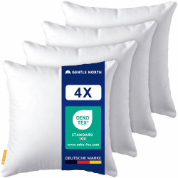 🛋️🛏️ Gentle North Kopfkissen (40x40 cm groß) - 4er Set Kissen für Bett und als Dekokissen - Weiß