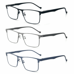 👓🔵👩👨 KoKoBin 3er-Pack Rechteck Lesebrille mit Blaulichtfilter und Metallrahmen
