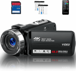Videokamera 4K Camcorder HD 48MP IR-Nachtsicht Vlogging Kamera für YouTube 📹🌟