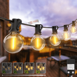 LED Lichterkette Außen 13M/42FT -【Timing Dimmbar】 Outdoor Lichterkette Strom mit G40 Glühbirnen Aussen Wetterfest Warmweiß Lichterkette Glühbirnen Außen