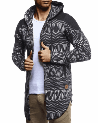 Leif Nelson Herren Sweatjacke Lange Freizeitjacke mit Kapuze Schwarze Übergangsjacke Hoodie für Männer Kapuzenjacke LN8332