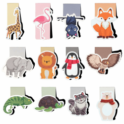 Lesezeichen Magnetisch, 12 Stück Süsse Tiere Magnet Lesezeichen