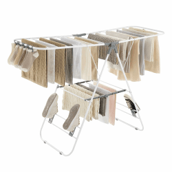 SONGMICS Wäscheständer, Standtrockner LLR502G01 - Wolkenweiß-Taubengrau