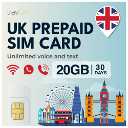 📱 travSIM UK SIM-Karte | 20GB Daten + Unbegrenzte Anrufe & Texte 📶📞🇬🇧