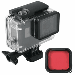 Lupholue Wasserdichter 60m Unterwassergehäuse mit Rotfilter für GoPro