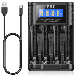 EBL Akku Ladegerät für AA AAA 1,2V NI-MH 1,5V Li-Ionen 🔋🔌