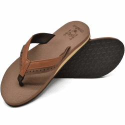 Herren Flip Flops aus Weichleder mit Yoga-Schaum - Rutschfest & Wasserdicht