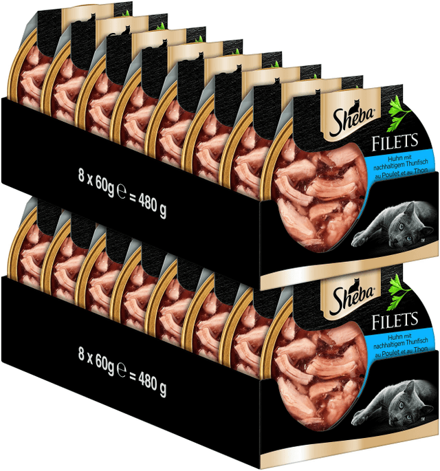 🐱✨ Angebot: SHEBA Filets - Feinstes Katzennassfutter - 16 x 60g Schalen 🐟🍗