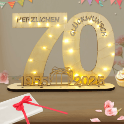 70. Geburtstag Deko 🎉 Geldgeschenke 🎁 LED Lichterkette - Holz Schild Gästebuch