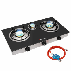 🔥 CAMPLUX TC03GB 3 Flammig Glas Gaskochfeld | 6,25 kW LPG Gaskocher