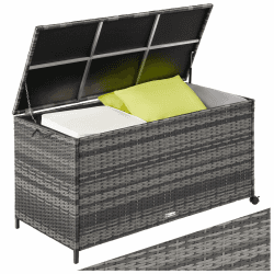 🌿🌞🏡 Tectake® Poly Rattan Gartenbox 297l - Grau 🏡🌞🌿