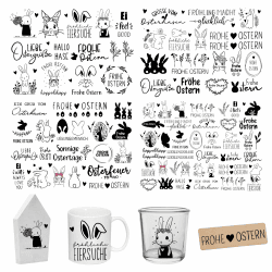 FloraVigo Rub On Sticker ca.A5 19x14cm-Spruch Deko zum Geburtstag, Keraflott, Hochzeit, Zuhause, Wischfolie für Möbel, Glas, Holz, Fotoalbum, DIY Deko, Aufkleberästhetik(4PCS) (OSTERN) 🎨🎉