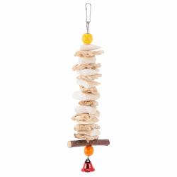 🐦🦑🔔 Vogel Sepiaschale Tintenfisch Knochen mit Glocke Schnabel Stein Papagei Schnabel Entsalzung Toy Cuddle Knochen Pet Ausbildung Kauen Molaren Spielzeug Hängen 25CM 🐦🦑🔔