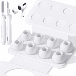 🎧 4 Paar Ersatz-Ohrspitzen für Airpods Pro 1/2 mit Loch für Geräuschreduzierung, Silikon-Ohrstöpsel für Airpods Pro mit Reinigungsset & tragbarer Aufbewahrungsbox, 4 Größen (XS/S/M/L) Weiß