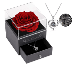 🌹 Geschenke für sie: Konservierte echte Rose Schublade mit Halskette 🌹