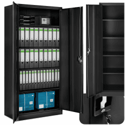 🔒 Tectake® Aktenschrank aus Stahl - Schwarz | 180x80x40 cm | Abschließbarer Büroschrank