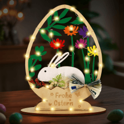 Osterdeko Holz mit LED Lichterkette 🐰🌸