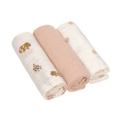 LÄSSIG Baby Puckdecke Spuckdecke Pucktuch Mulltuch 3er Set 🌟 Swaddle & Burp Blanket L Little Mateys spicy orange