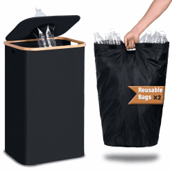 🌟 efluky 100L Pfandflaschen Sammelbehälter, Schwarz mit 2 Tragetaschen und Deckel 🌟