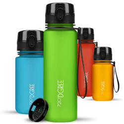 👧🧒 720°DGREE Trinkflasche Kinder 500ml “uberBottle“ softTouch +Sieb - Apple Green - Grün