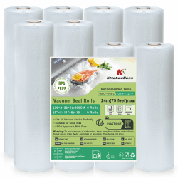 🌟 KüchenBoss Vakuumierbeutel 8 Rollen Vakuumierfolie: Vakuumierbeutel Lebensmittel 20x2/28x6/300cm 🌟