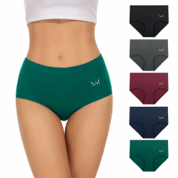 TANSTC Damen Unterhosen 5er Pack 🩲 Hohe Taille Slips Atmungsaktiv Panties