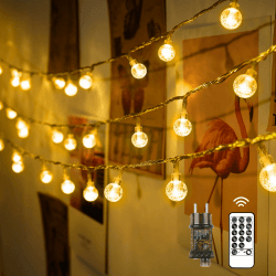 LED Lichterkette Strombetrieben, 13M Lichterkette Kugel warmweiß 🌟