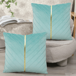 XIEJINJIA 2er Set Samt Kissenbezug mit Gold Leder Kissenhülle 🛋️