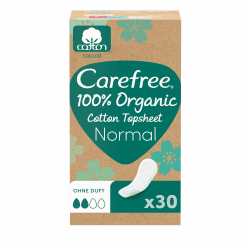 🌿 Carefree 100% Organic Cotton Topsheet Normal Slipeinlage (30 Stück) - Natürliches und frisches Gefühl