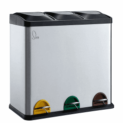 🗑️ SVITA TC3X20 Edelstahl Treteimer 60 Liter Silber 3x20L dreifach XXL Abfalleimer