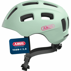ABUS Fahrradhelm Youn-I 2.0 mit Licht für Kinder, Jugendliche und junge Erwachsene - Mädels und Jungs - Mint