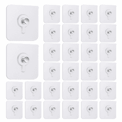 🖼️🔩 AiQInu 30 Stück Bilderhaken Selbstklebend - Transparent & Ohne Bohren