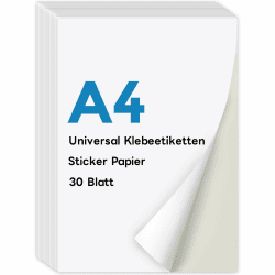 🌟 Super Angebot! KTRIO A4 Sticker Papier zum Bedrucken 30 Blatt 🌟