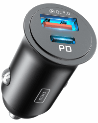 INIU Zigarettenanzünder USB Adapter | USB C 30W+USB A 30W | 12V USB Steckdose | 5A Schnellladung dual Port Kfz Ladegerät