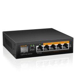 🔌 PoE Switch 6 Port Gigabit LAN Switch mit 4 Gigabit PoE+ Ports, VLAN-Modus, AI-Watchdog, Lüfterlos