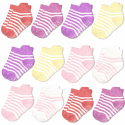 👶🧦 HYCLES Baby Anti-Rutsch-Griff Socken - 12 Paare 0-5 Jahre 🧸🎁