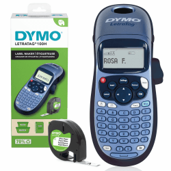 🔖 DYMO LetraTag LT-100H Beschriftungsgerät Handgerät | Tragbares Etikettiergerät mit ABC Tastatur | blau
