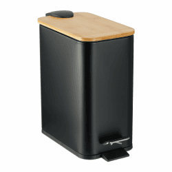 🛁🌿 Relaxdays Mülleimer Bad, 5 Liter, mit Bambusdeckel, schwarz - Deal des Tages! 🌿🛁