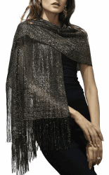 Glitzer Schal Stola für Abendkleider - Damen Festlich 20er Jahre Silber Kleid